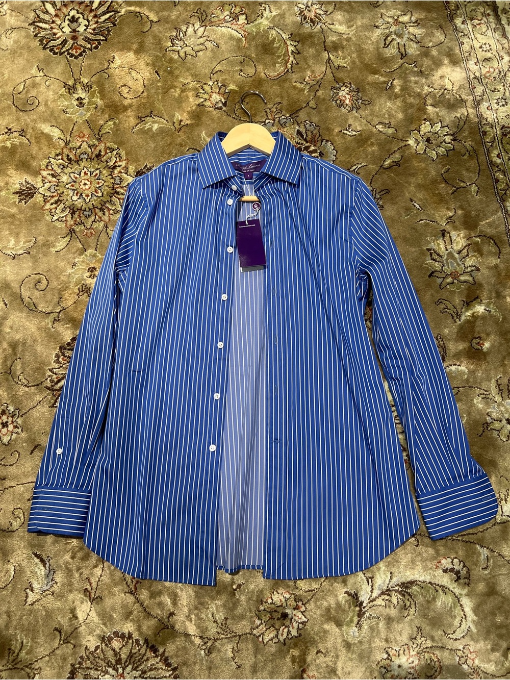 Ralph Lauren Purple Label Luxury Striped Button Down Shirt - Women's Size 8